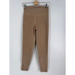 Offline by Aerie Ribbed High Waisted Leggings Tan Snap Cuff Waffle Leggings